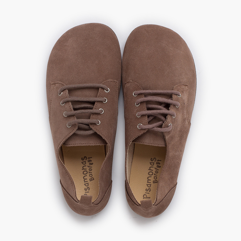 Sapatos blucher atacadores barefoot camurça Taupe