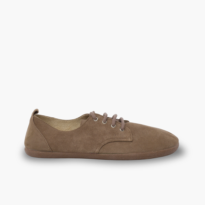 Sapatos blucher atacadores barefoot camurça Taupe