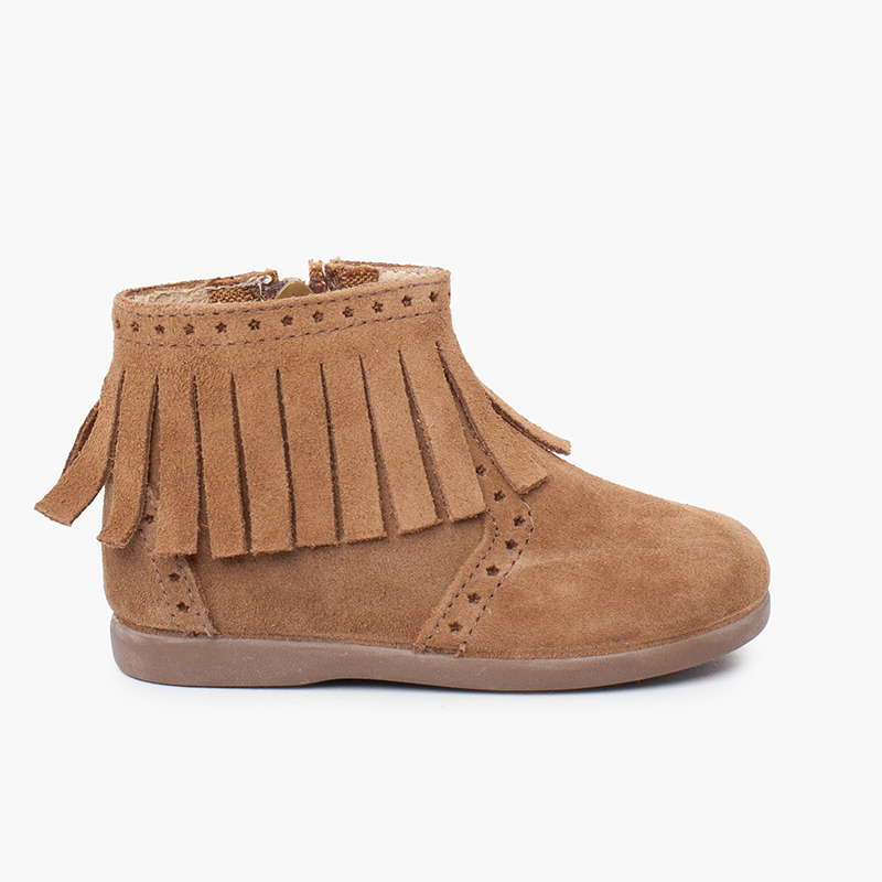 Botas menina franjas picado fecho éclair Taupe