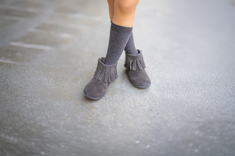 Botas menina franjas picado fecho éclair