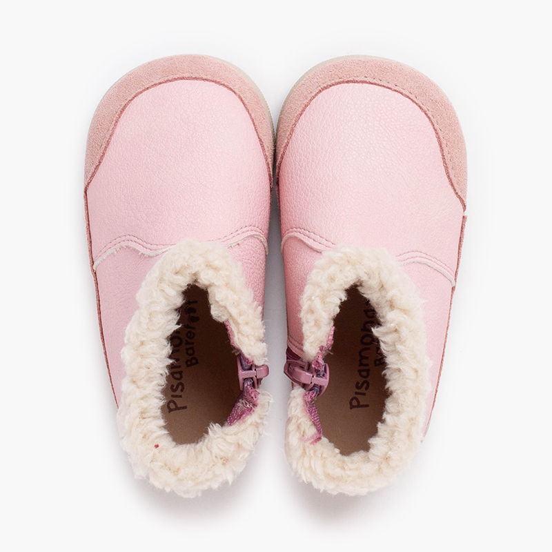 Botas barefoot novapele rebordo felpudo Rosa
