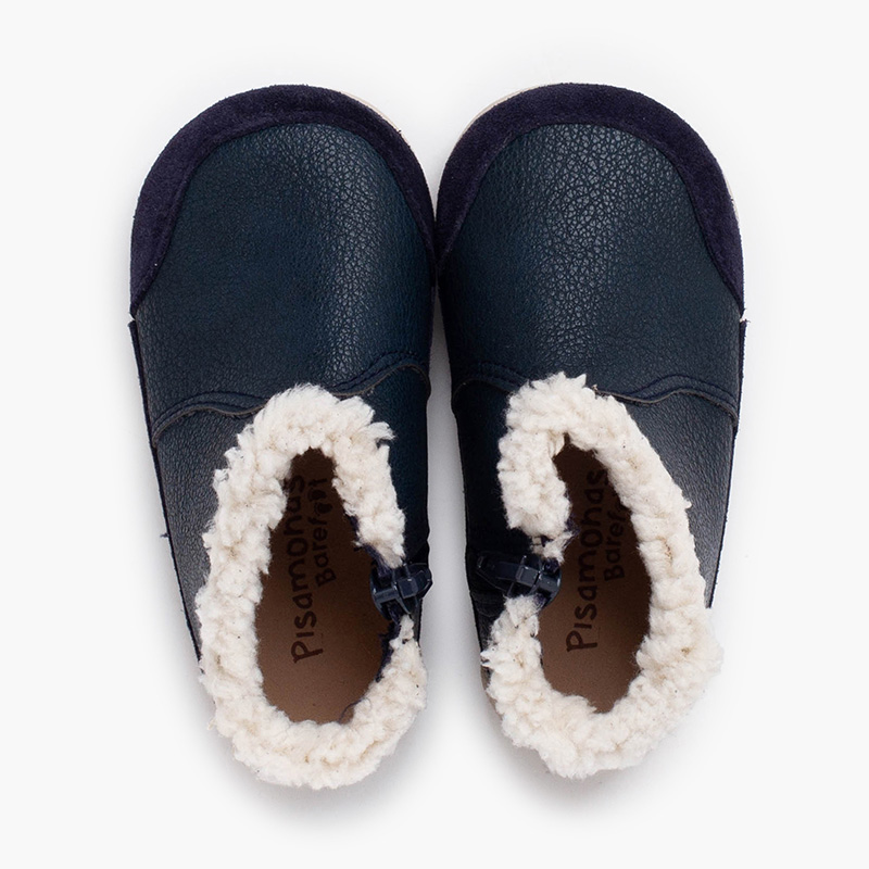 Botas barefoot novapele rebordo felpudo Azul Marinho