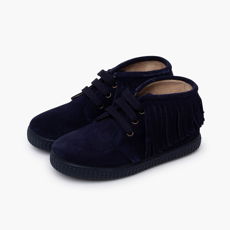 Botas criança camurça franjas biqueira redonda Azul Marinho