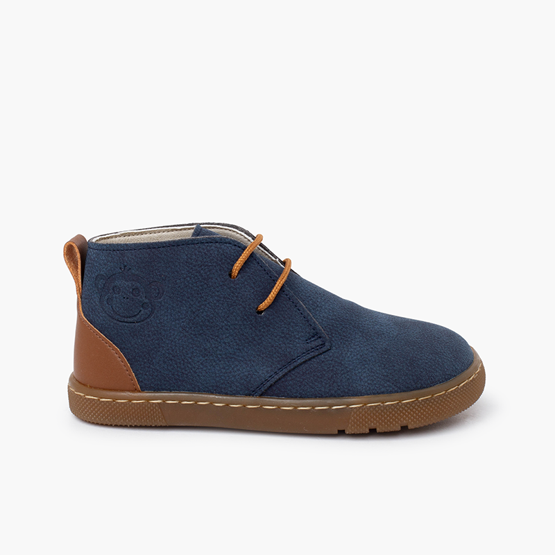 Botas menino barefoot atacadores calcanhar couro Azul Marinho