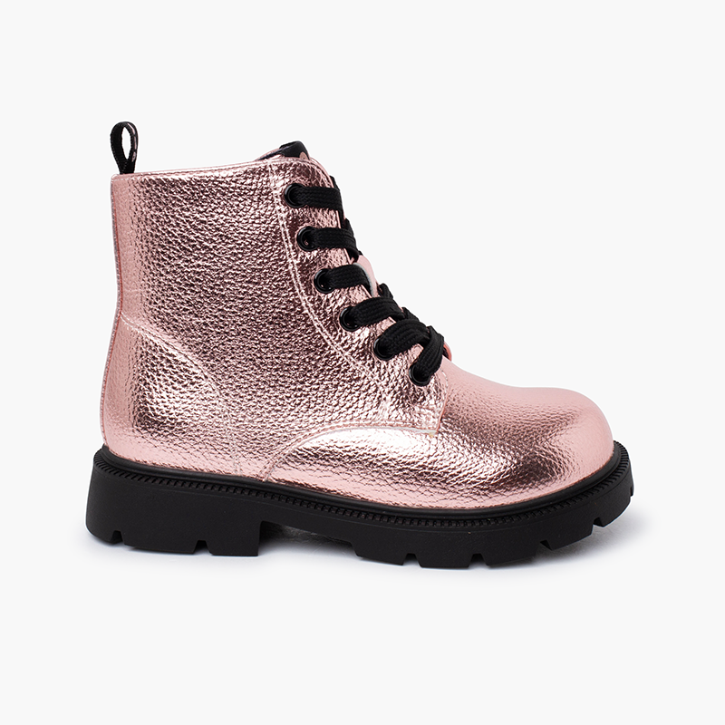 Botas menina atacadores Garvalín tipo militar Rosa