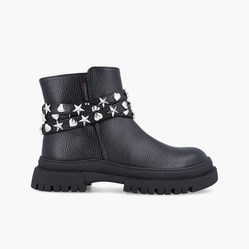 Botas menina tira tachas Preto