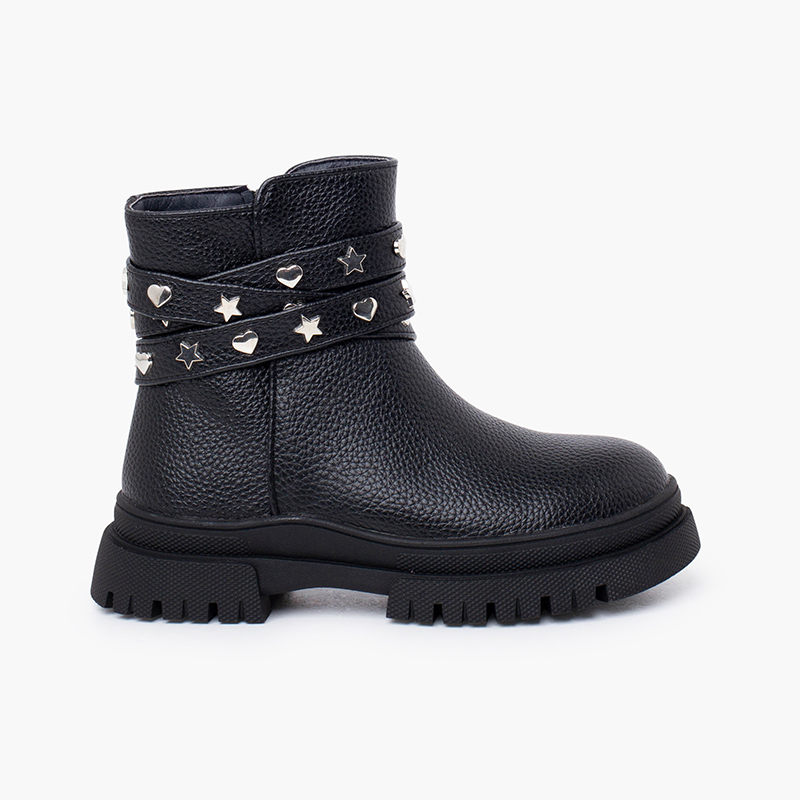 Botas menina tira tachas Preto