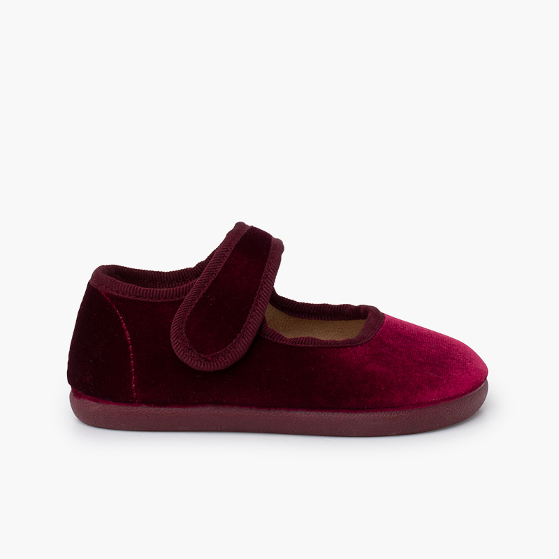 Merceditas barefoot veludo tira aderente Bordeaux