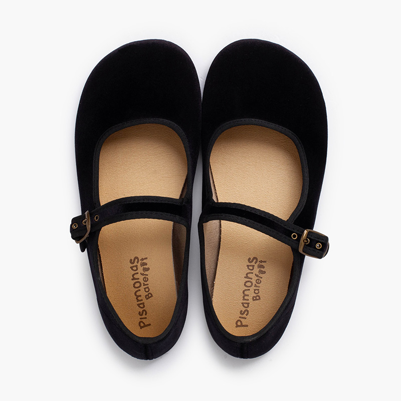 Merceditas barefoot veludo fivela Preto