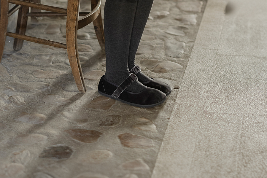 Merceditas barefoot veludo tira franzida