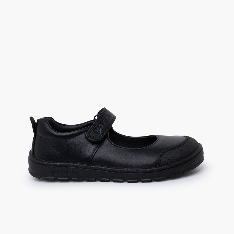Merceditas colegiais barefoot menina Garvalín Preto