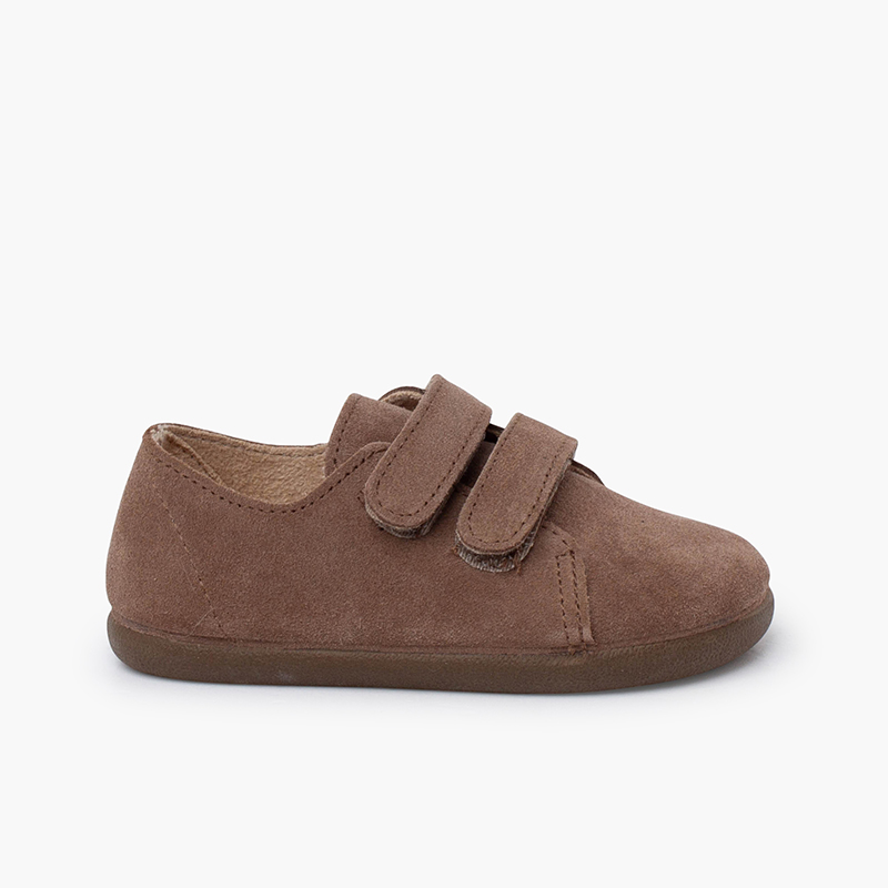 Sapatilhas barefoot camurça dupla tira aderente Taupe