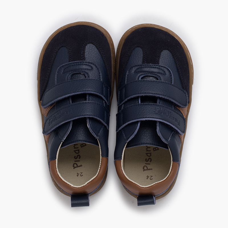 Sapatilhas Barefoot Criança Riscas Laterais Azul Marinho