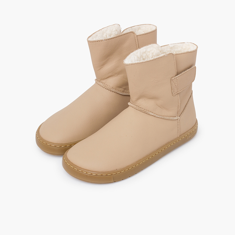 Botas barefoot meninas pele fecho aderente Areia