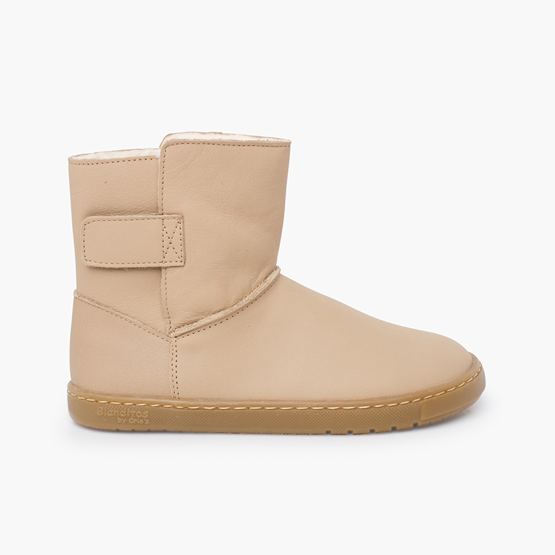 Botas barefoot meninas pele fecho aderente Areia