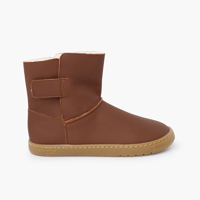 Botas barefoot meninas pele fecho aderente Couro
