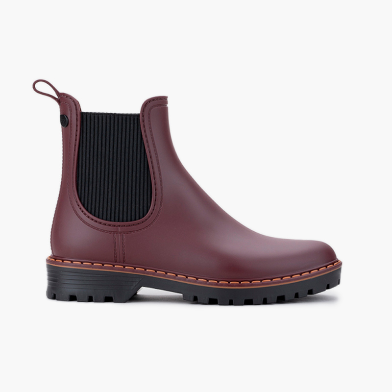Botins galocha mulher sola track tri Bordeaux