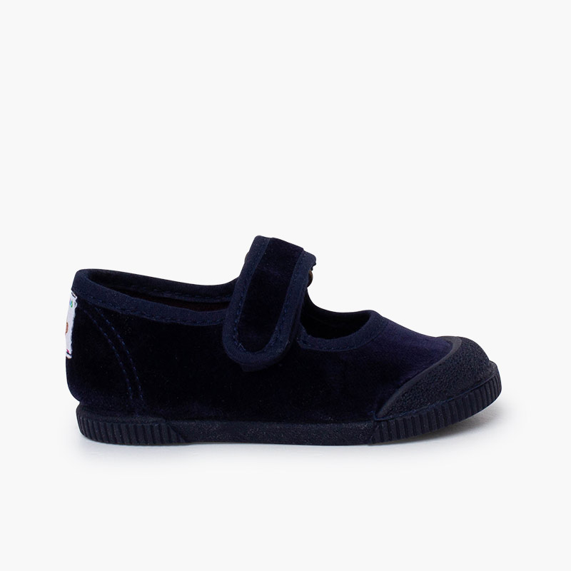 Merceditas barefoot veludo biqueira borracha Azul Marinho