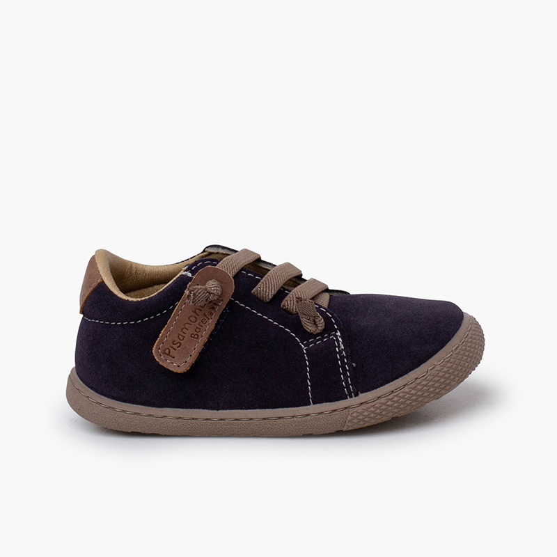 Sapatilhas camurça barefoot atacadores elásticos Azul Jeans