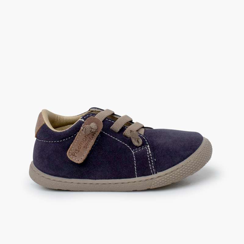 Sapatilhas camurça barefoot atacadores elásticos Azul Jeans