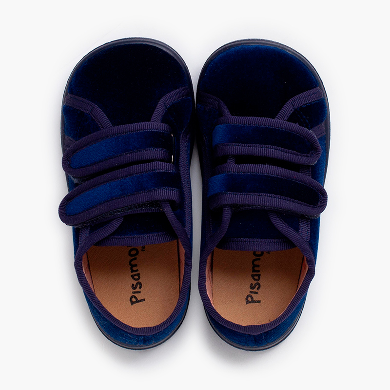 Sapatilhas veludo barefoot dupla tira aderente Azul Marinho