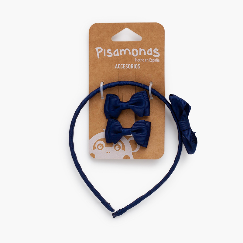 Pack bandolete laço e lacinhos Azul Marinho