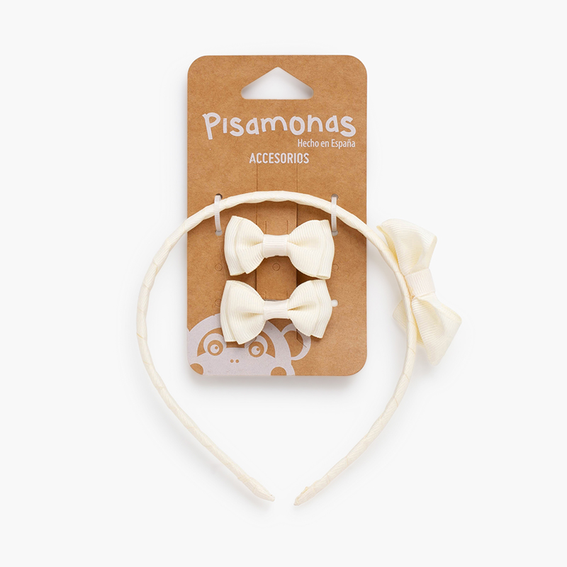 Pack bandolete laço e lacinhos Nata