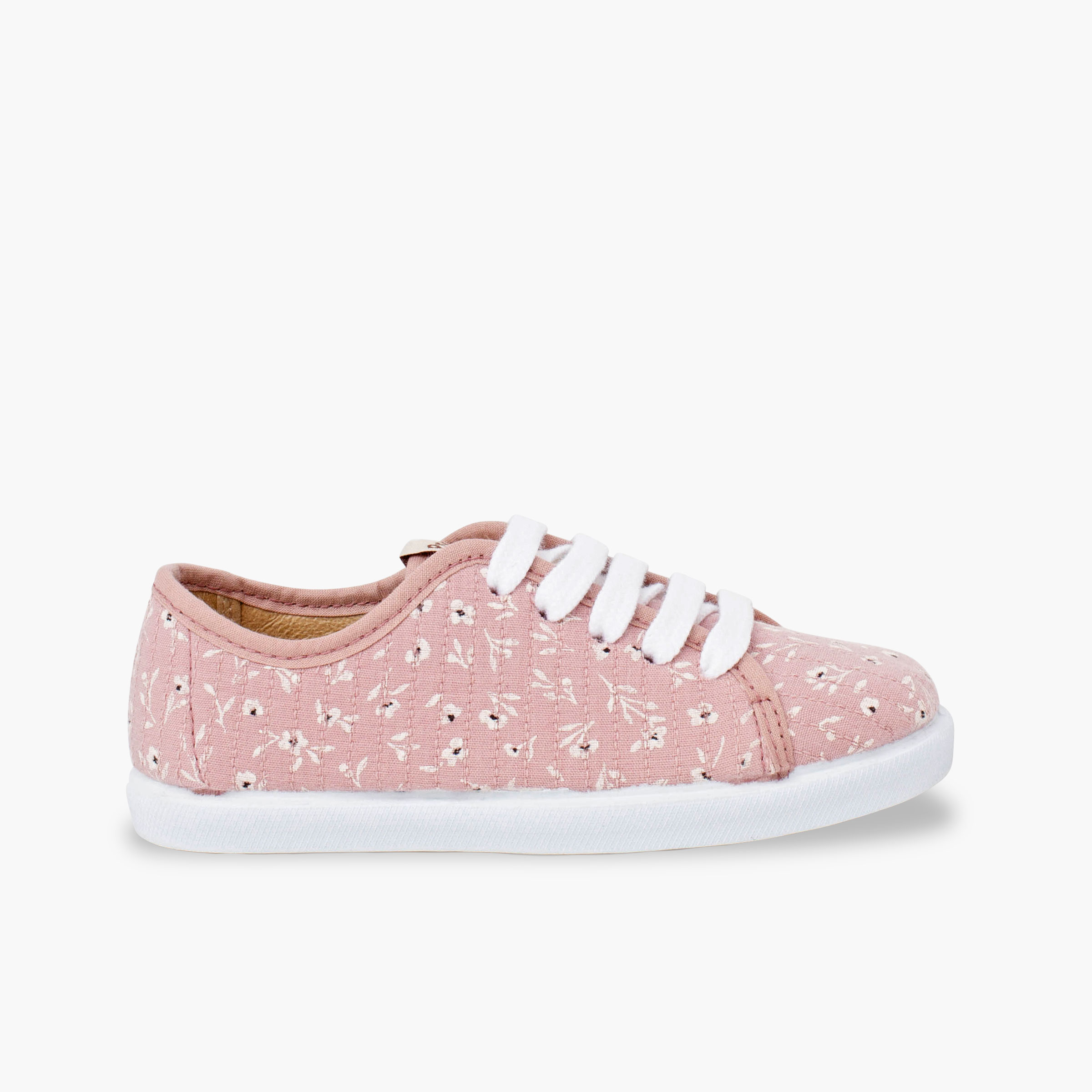 Sapatilhas atacadores menina flores Rosa Pálido