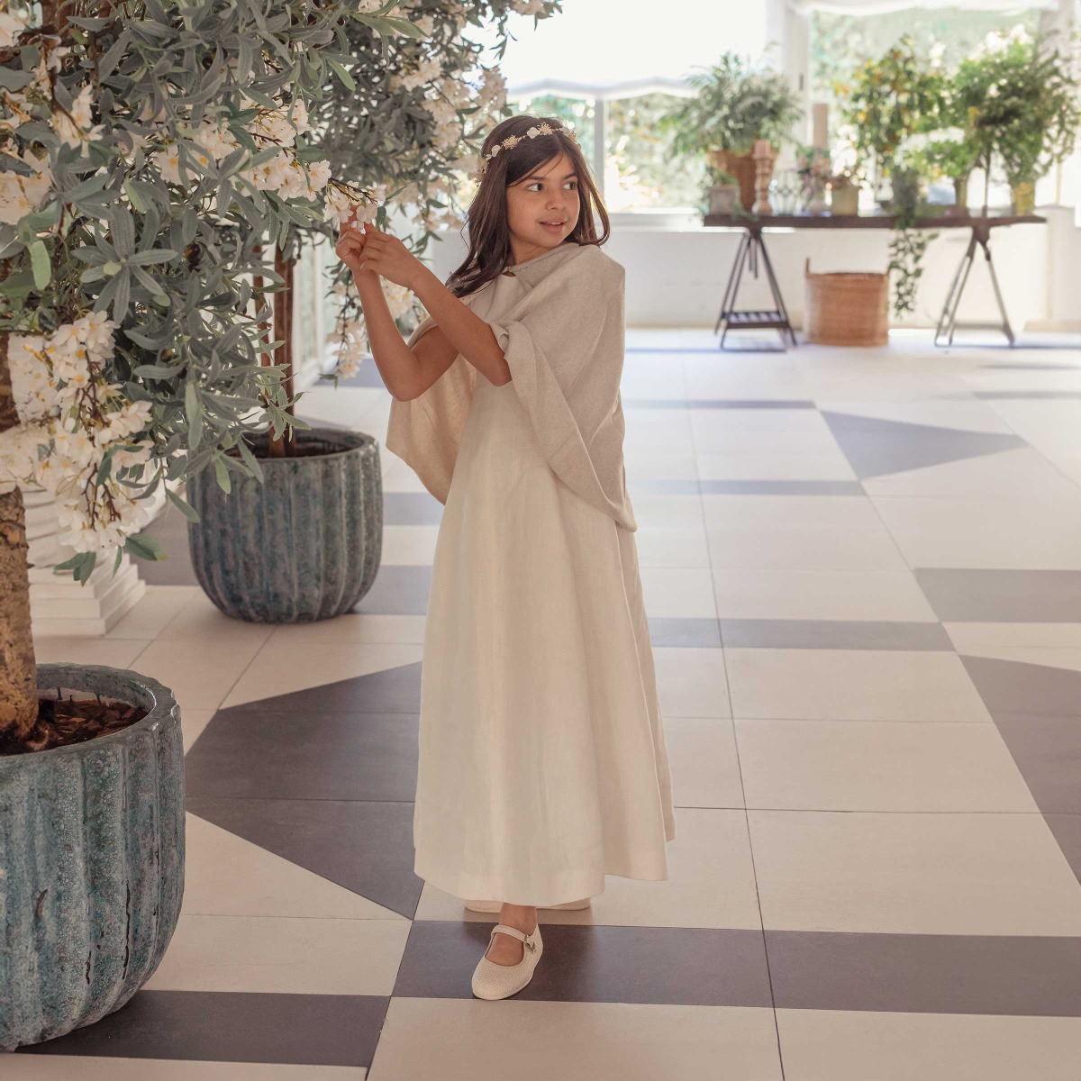 Merceditas menina cerimónia entrelaçado rústico Rosa