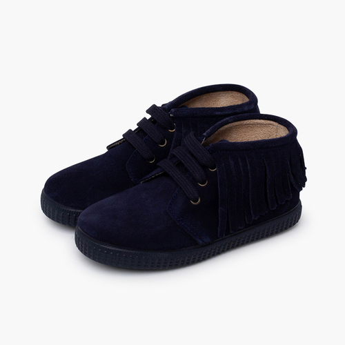 Botas criança camurça franjas biqueira redonda Azul Marinho