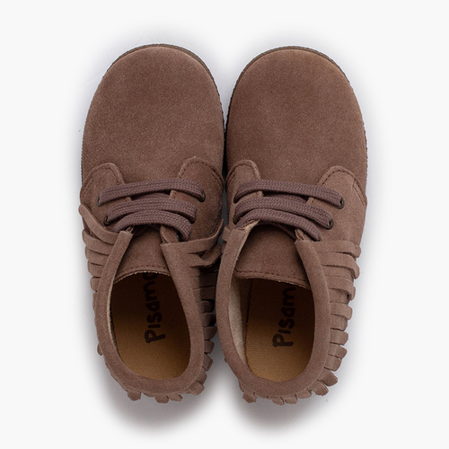 Botas criança camurça franjas biqueira redonda Taupe