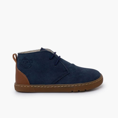 Botas menino barefoot atacadores calcanhar couro Azul Marinho
