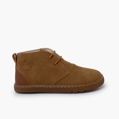 Botas menino barefoot atacadores calcanhar couro Camelo