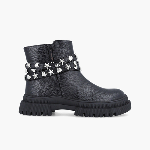 Botas menina tira tachas Preto