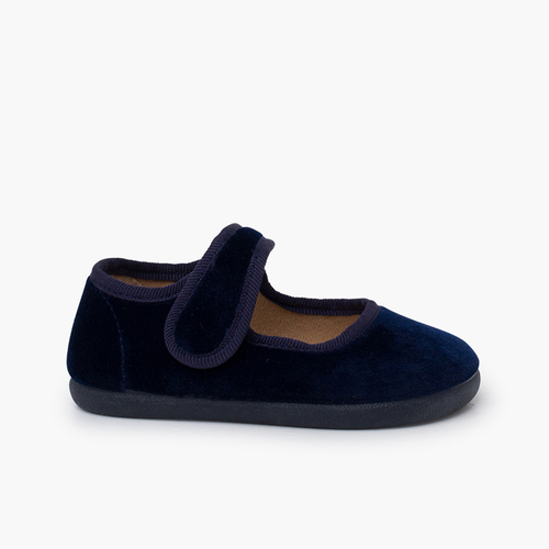 Merceditas barefoot veludo tira aderente Azul Marinho