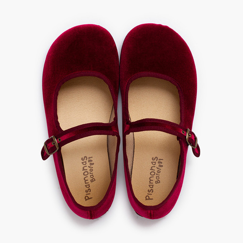 Merceditas barefoot veludo fivela Bordeaux