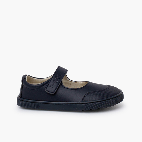 Merceditas Escolares Barefoot Menina Tira Aderente Azul Marinho