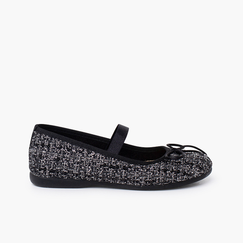 Merceditas elástico tweed brilho Preto