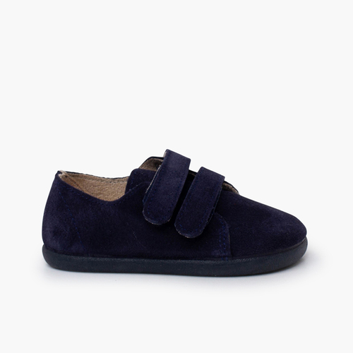 Sapatilhas barefoot camurça dupla tira aderente Azul Marinho