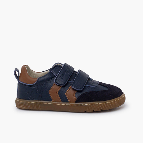 Sapatilhas Barefoot Criança Riscas Laterais Azul Marinho