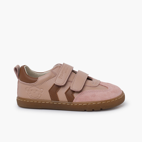 Sapatilhas Barefoot Criança Riscas Laterais Rosa