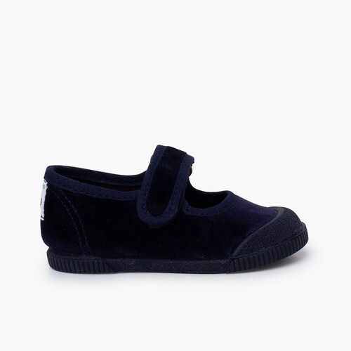 Merceditas barefoot veludo biqueira borracha Azul Marinho