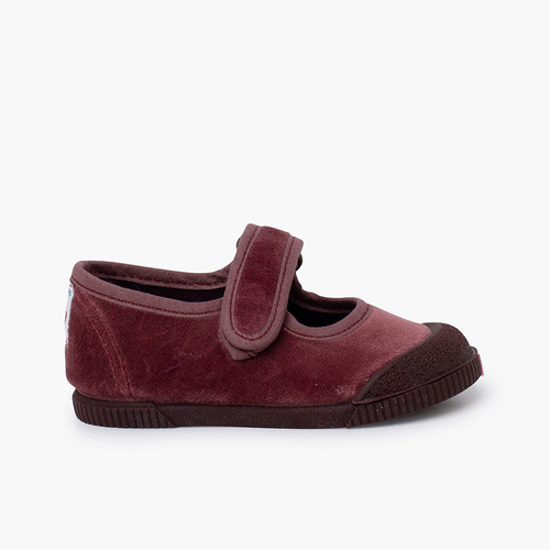 Merceditas barefoot veludo biqueira borracha Rosa Velho