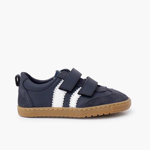 Sapatilhas Blanditos riscas laterais sola caramelo Azul Marinho