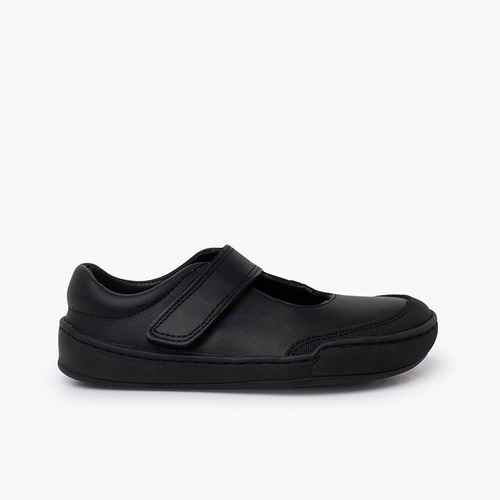 Merceditas colegiais barefoot pele menina Preto