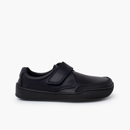 Sapatos colegiais barefoot pele menino Azul Marinho