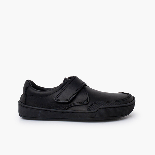 Sapatos colegiais barefoot pele menino Preto