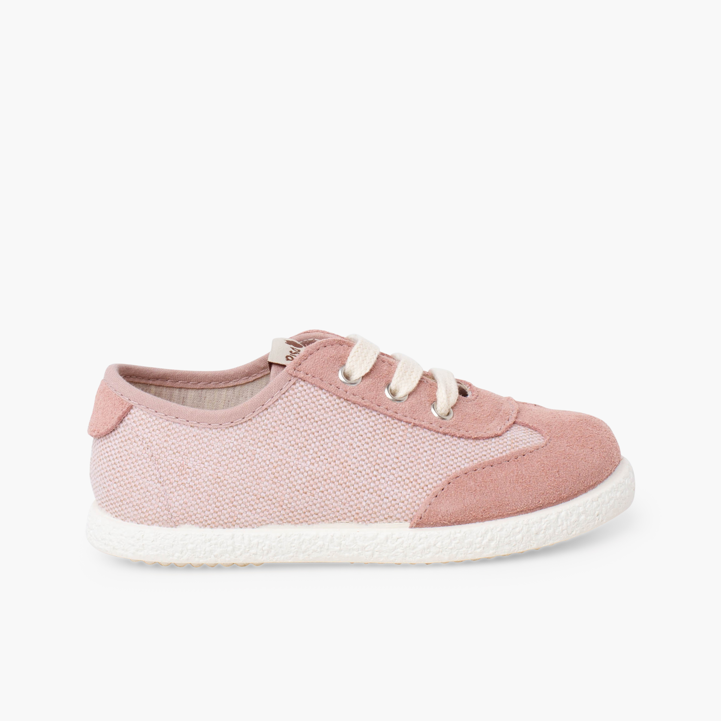 Sapatilhas combinadas camurça atacadores Rosa
