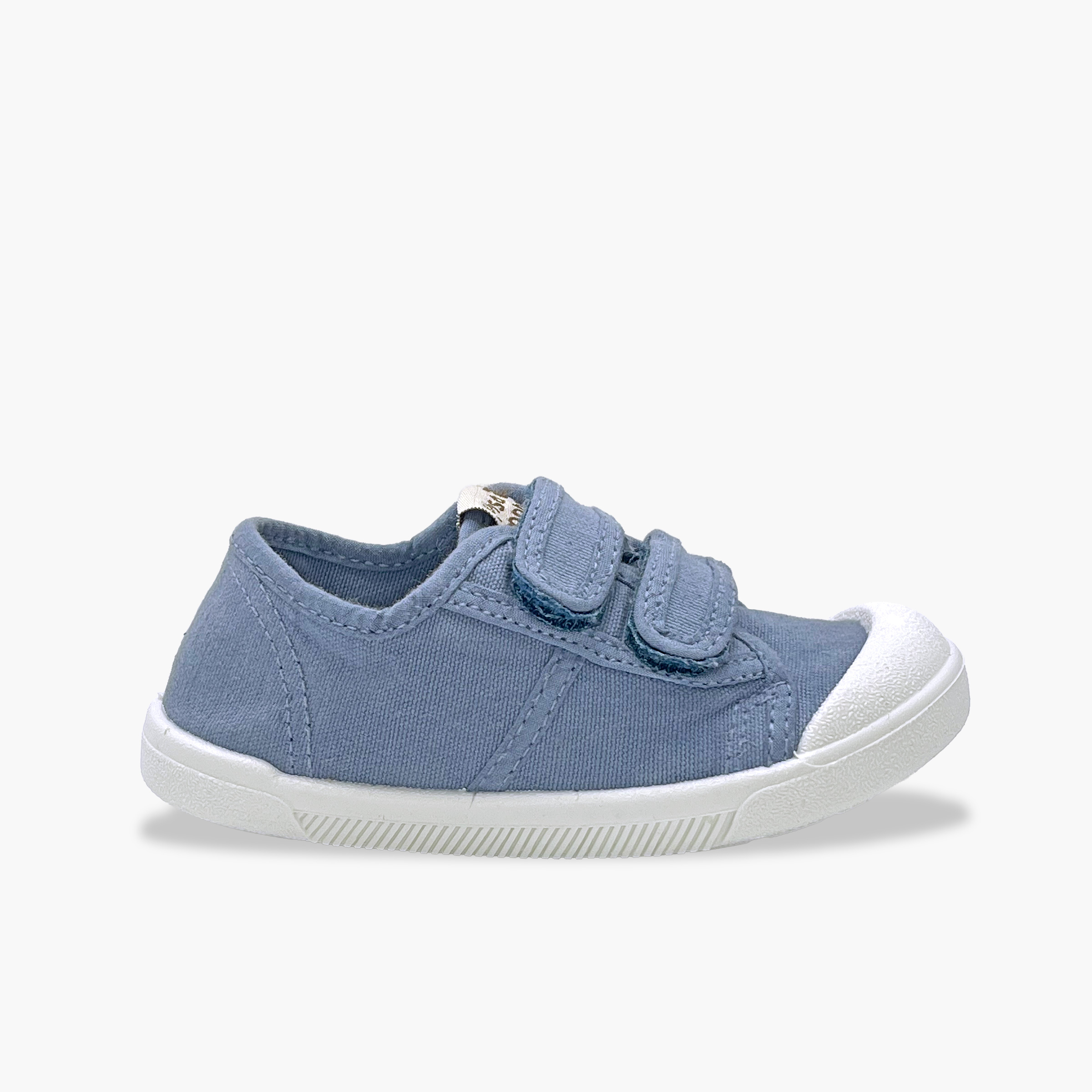 Sapatilhas barefoot lona lavada tiras aderentes Azul