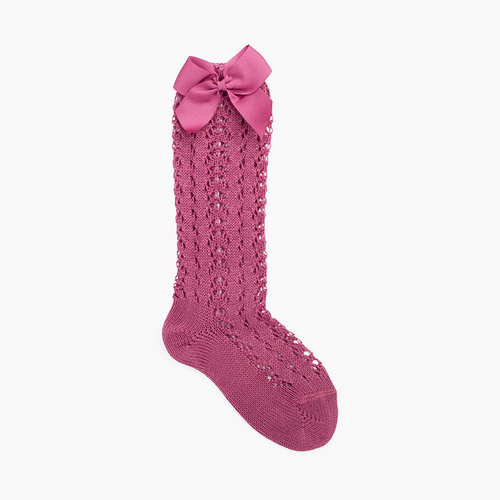 Meias Altas Cóndor Croché com Laço Cassis